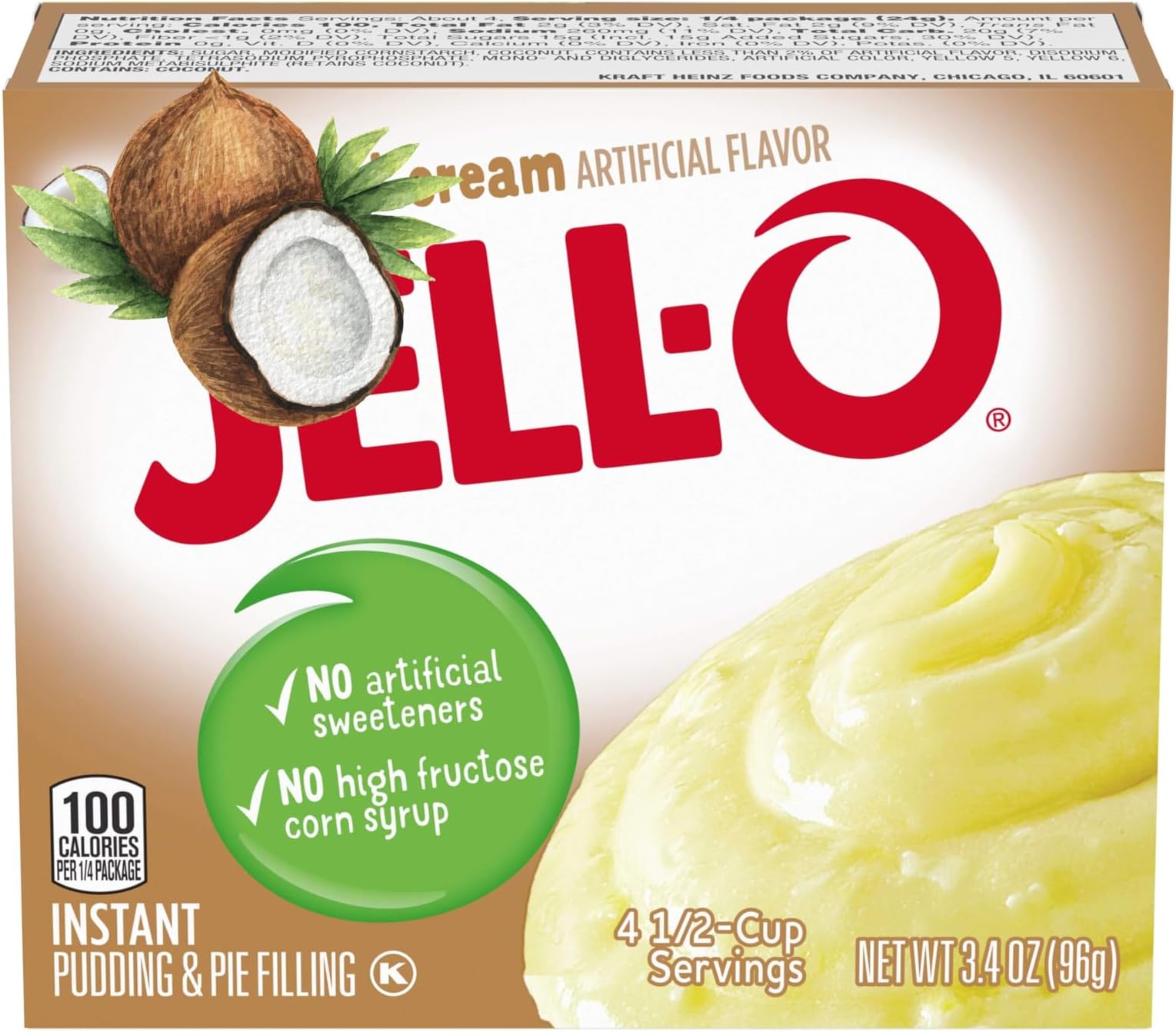 Amazon.com : Jell-O Banana Cream Instant Pudding & Pie Filling Mix (24 ...