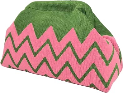 DIHKLCIO Clutch Purses for Women 2026 Summer Beach Woven Crochet Bag Dumpling Striped Ruched Cloud Purse Evening Handbag