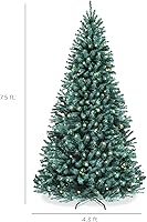 Vista 2 de Best Choice Products Árbol de Navidad de abeto azul preiluminado, decoración artificial con bisagras completas, 420 luces incandescentes blancas