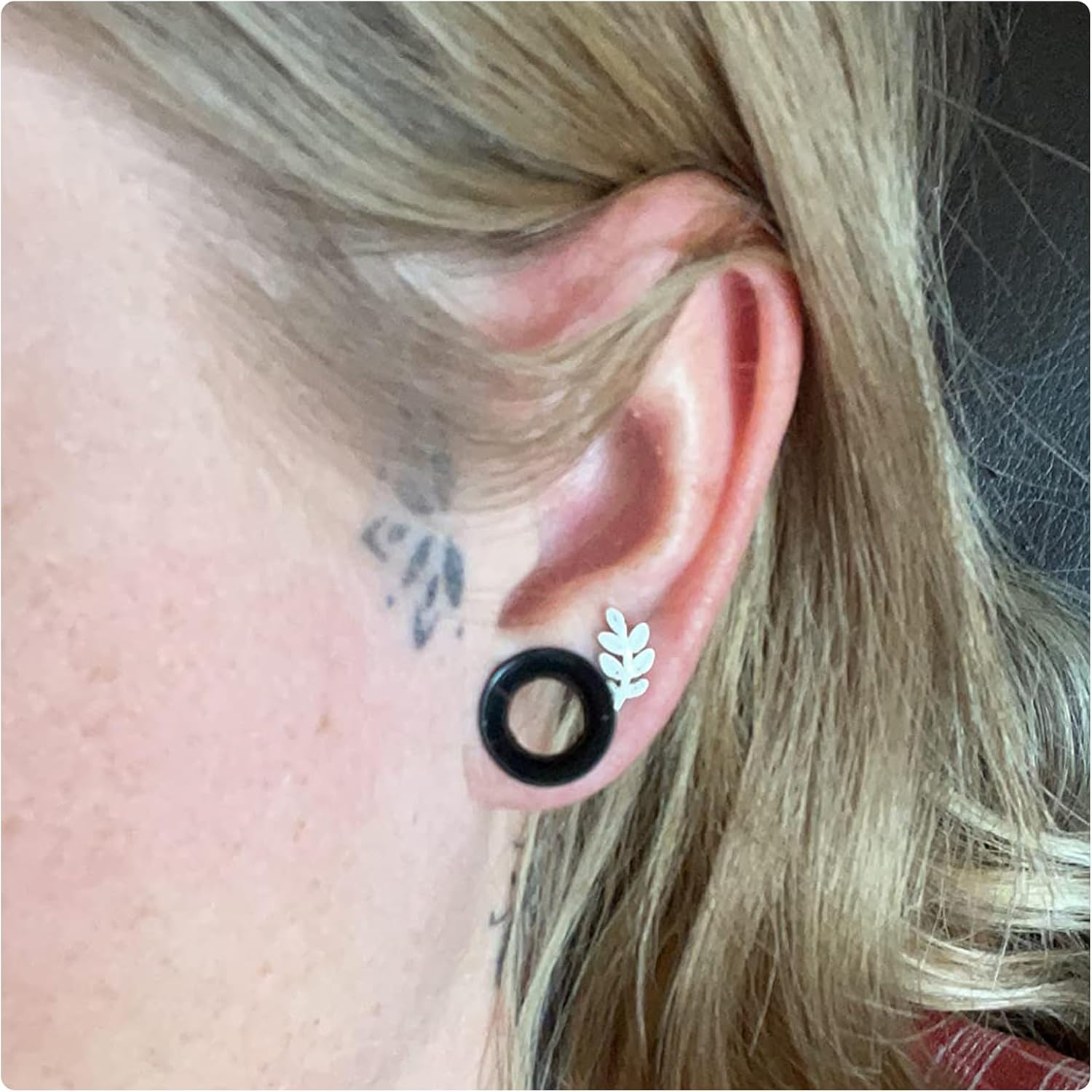 Cisyozi 10G-50mm Ultra Thin Silicone Ear Gauges Flexible Ear Tunnels Plugs Stretchers Expander Double Flared Flesh Gauge Earlets Plug Gauges Kit Piercing Jewelry for Women Men Clear Black Flesh Skin