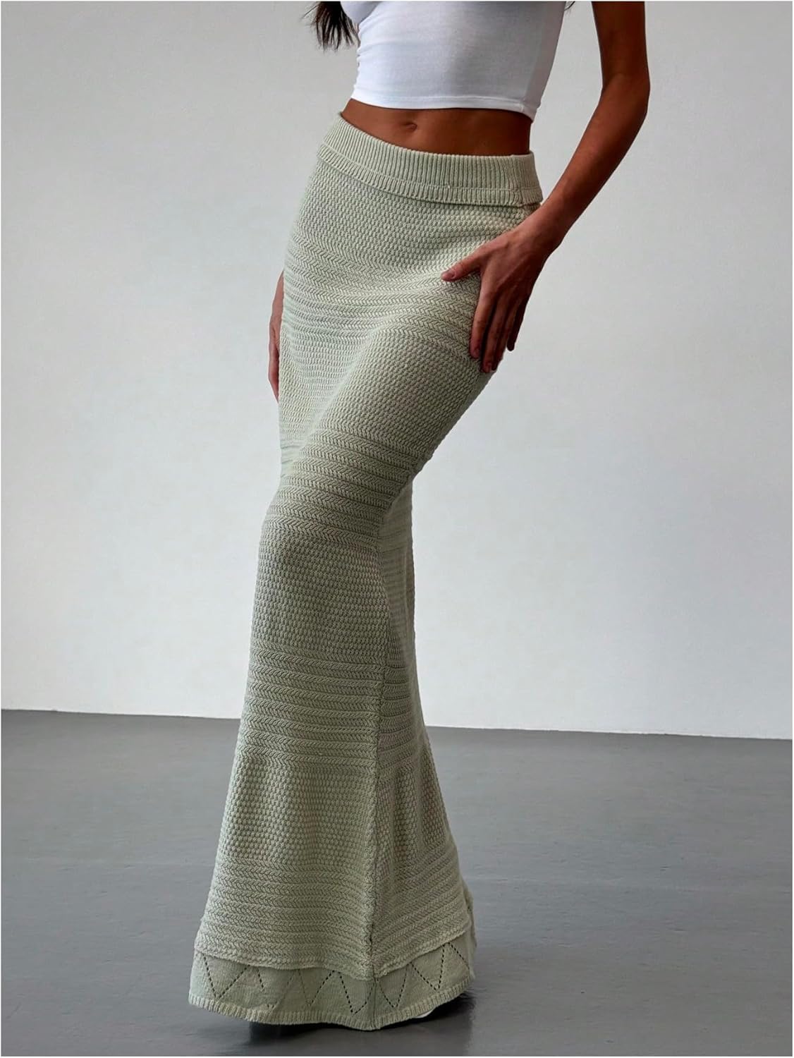 SOLY HUX Women's Maxi Skirt Elastic Low Rise Knitted Bodycon Summer Vacation Long Skirts - Image 3