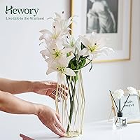 Vista 2 de Hewory - Jarrones de flores modernos dorados para centros de mesa, jarrones de vidrio de 11 pulgadas con soporte de metal, jarrones geométricos
