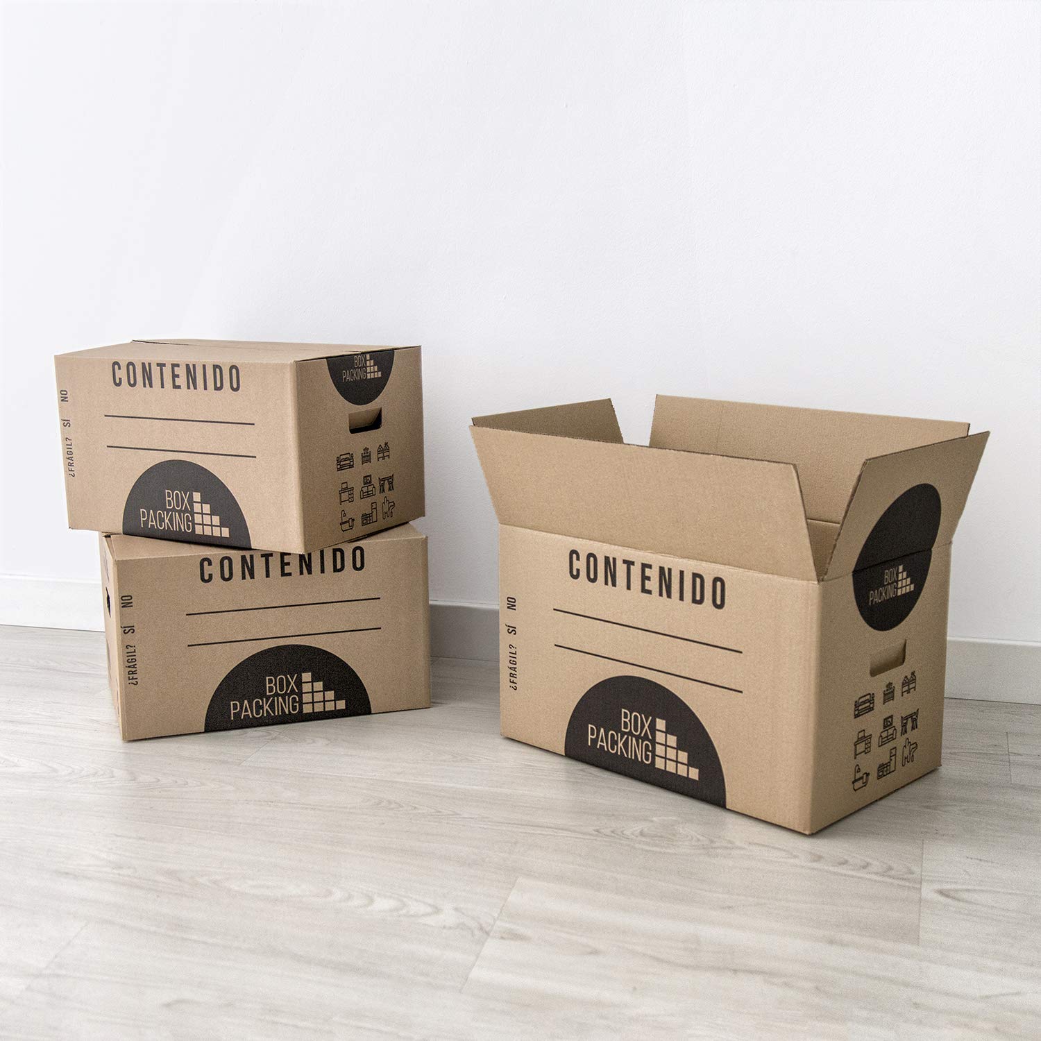 BOXPACKING | Karton Pudła do przeprowadzki |10 Sztuk | 500x300x300 mm | Wzmocniona Tektura Falista Dwukanałowa | Kartony do przeprowadzkowy, Opakowanie i Przechowywanie | Wzmocnione Uchwyty