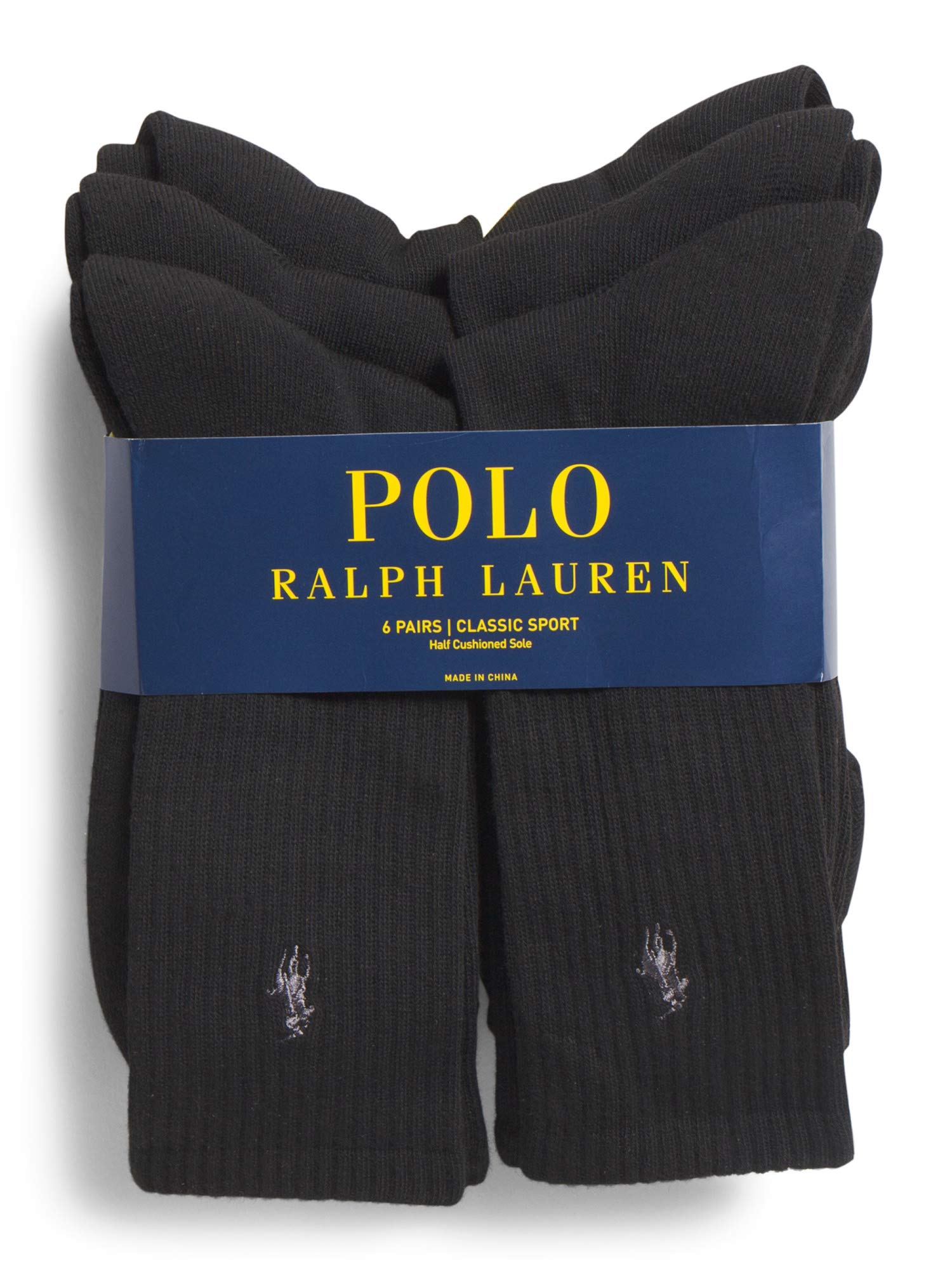 Polo Ralph Lauren - 6er-Pack Crew Socken - Einheitsgröße (EU 39 - EU 45) - Schwarz