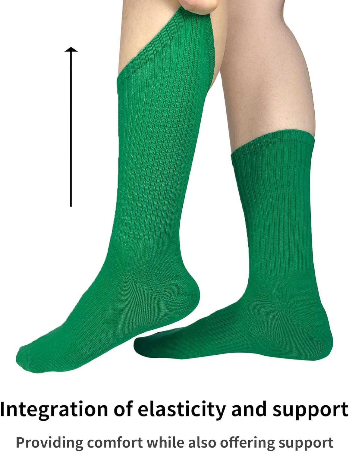 Ribbed Knit Athletic Socks for Women Men Cotton Breathable Running Crew Sock Casual Comfort for Sports - Image 3