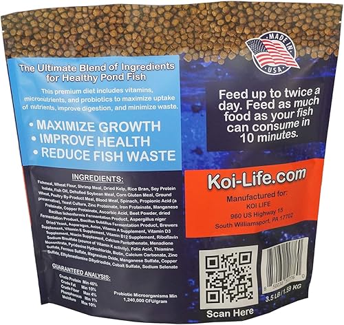 Miniatura 5 de Mezcla probiótica de alimentos para peces estanque  Pellets flotantes de 3.5 libras para Koi y Goldfish  Alimento de primera calidad en una bolsa de
