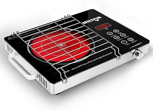MILTON Classic 2200 Watt Infrared Cooktop with Crystal Glass & Touch Panel | 4 Pre set cooking Modes | Stir-fry | BBQ | Hot Pot | Steam | 60°C to…