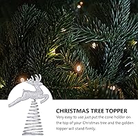 Vista 2 de VALICLUD 5.5-Inch Gold Glittered Christmas Tree Topper 3D Glitter Reindeer Silver Tree Topper for Christmas Tree Decorations Dorado