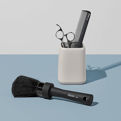 Miniatura 9 de Cepillo para el cuello grande Diane D9851 de barbero con cerdas de nailon color negro y dorado M Plateado