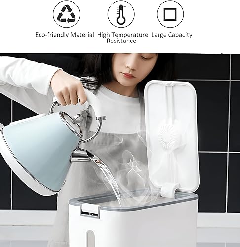 Miniatura 8 de Kitty Dispensador de arroz, contenedor de grano grande con tapa, cilindro de medición a prueba de humedad, cubo dispensador de cereales domésticos