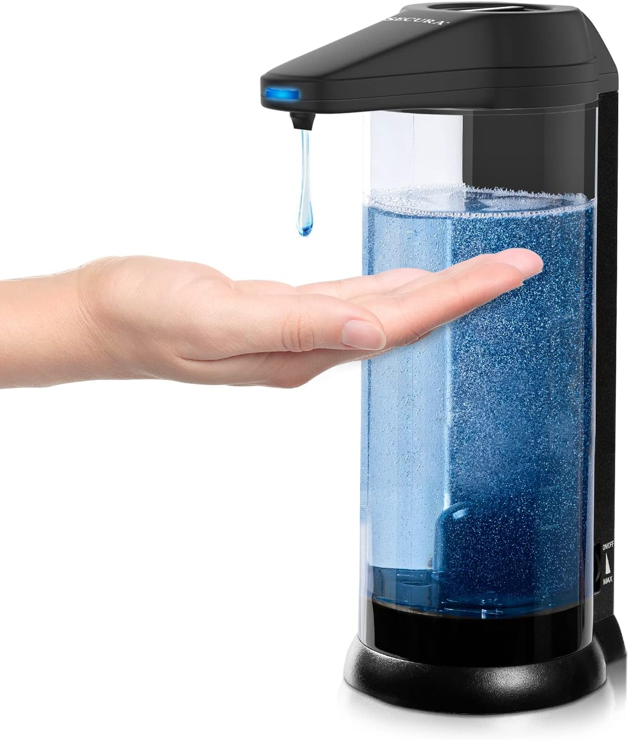 17oz Automatic Liquid Soap Dispenser, Touchless Battery Operated Hand Soap Dispenser with Adjustable Soap Dispensing Volume Control Dial, Perfect for Commercial or Household Use (Black)