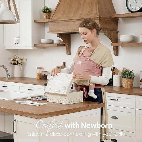 Miniatura 6 de Portabebés Enrollables - Portabebés Suave y Transpirable para Recién Nacidos de 3 a 16 kg, Portabebés Ajustable de Manos Libres para Recién Nacidos
