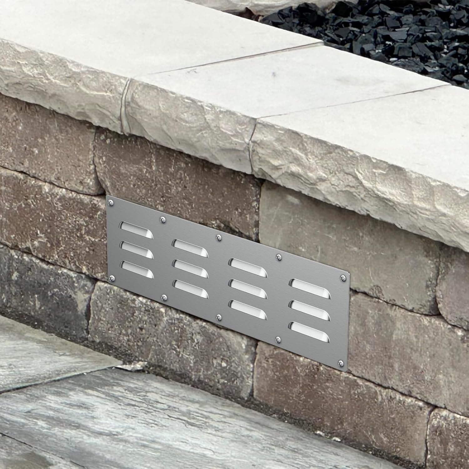 4 Pack Stainless Steel Venting Panel for Grill Accessory Stainless Steel Vent Cover Grill Vent for Masonry Fire Pits Outdoor Kitchen Vent, 15" by 4-1/2"