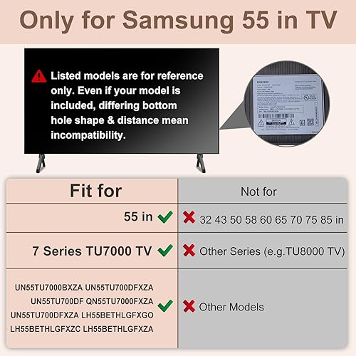 Miniatura 2 de Soporte base para patas de TV Samsung, para UN55TU7000BXZA UN55TU700DFXZA UN55TU700DF QN55TU7000FXZA UN55TU700DFXZA LH55BETHLGFXGO LH55BETHLGFXZC