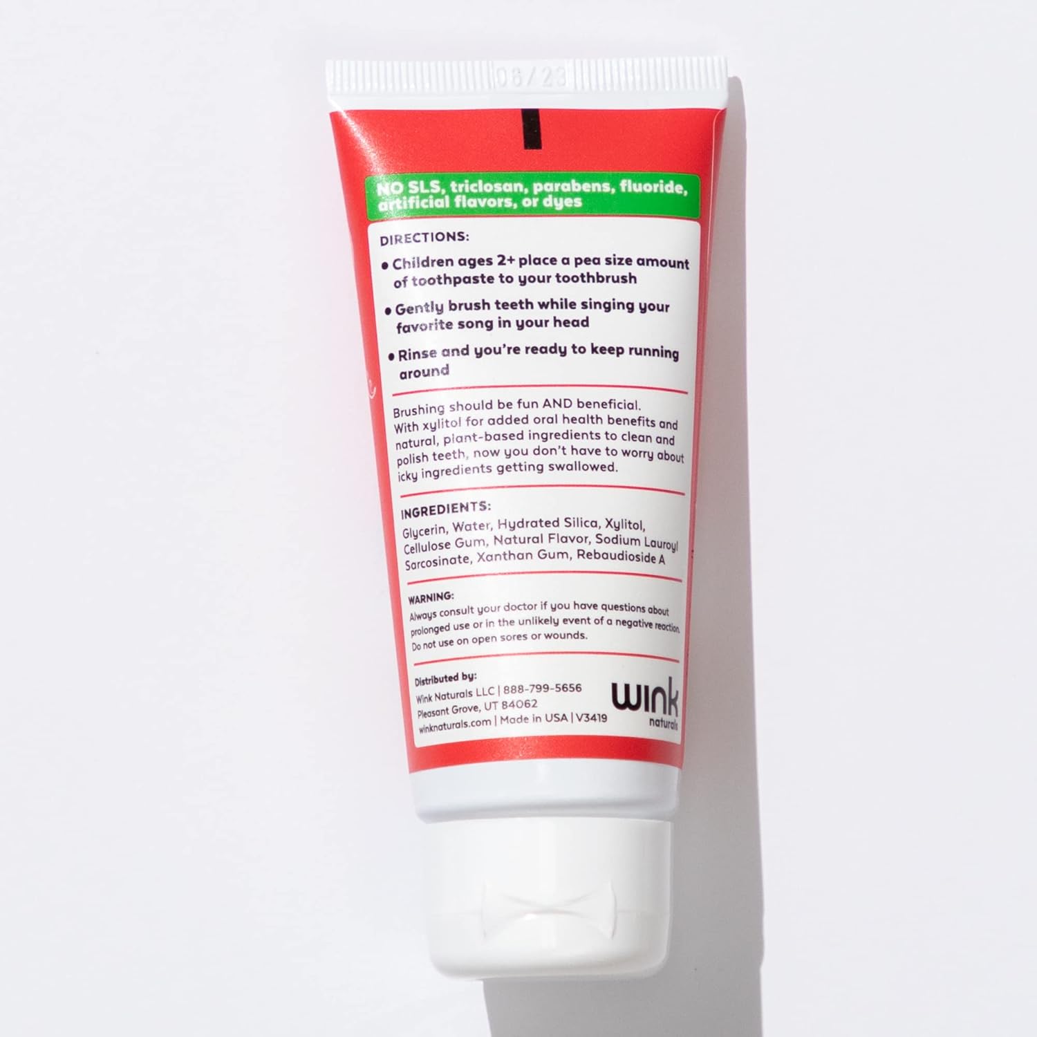 Wink Naturals Super Smiles Toothpaste Fluoride Free Oral Care for Kids Remove Stains & Whiten Your Teeth Improves Gum and Overall Oral Health Wild Watermelon 2 FL Oz : Health & Household