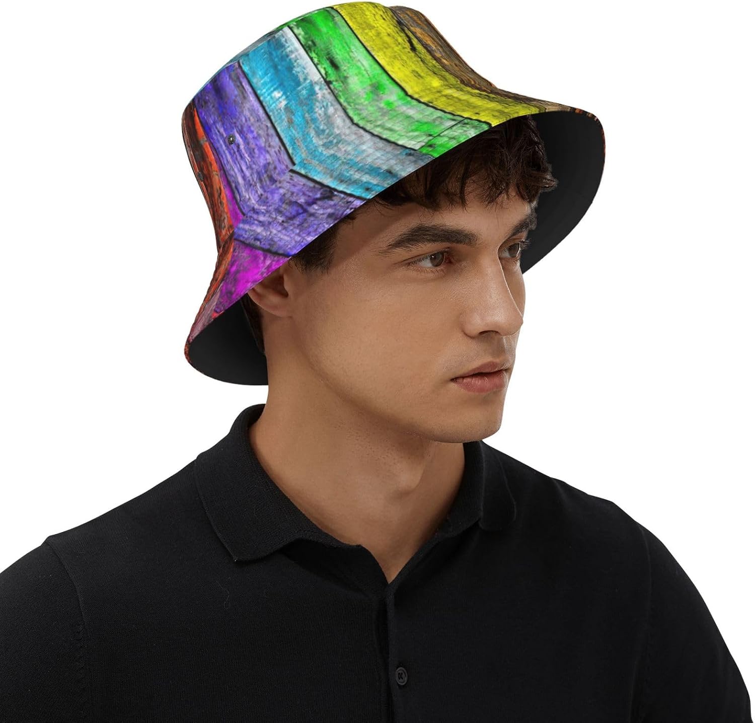 Paint Wooden Boards Print Bucket Hat for Men Women,Fun Sun Hats,Fisherman Outdoor Summer Travel Hiking Cap Black