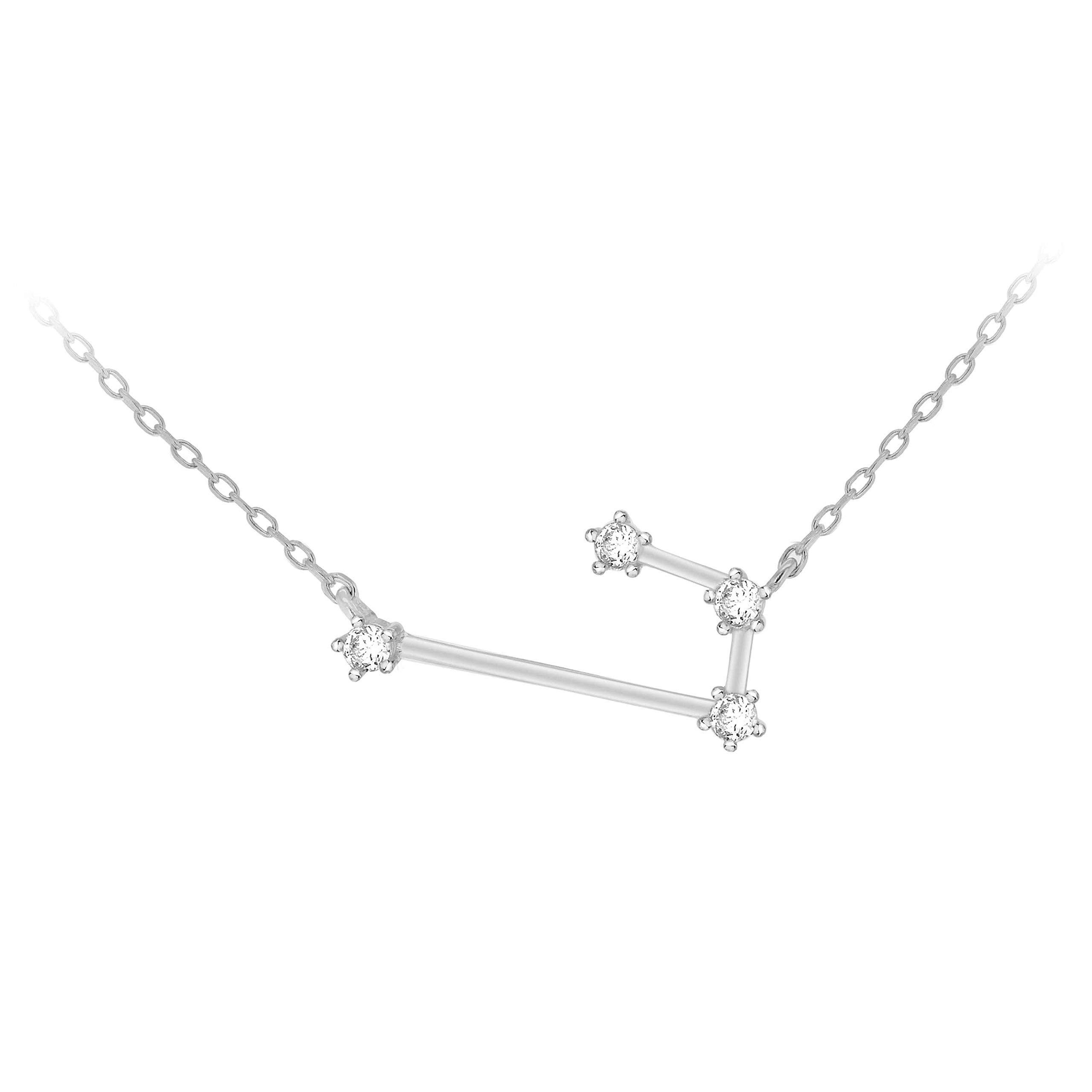 Tuscany Silver Collar con Colgante Constelación de Estrellas Aries para Mujer en Plata de Ley Chapada en Rodio con Circonita - 43 cm / 46 cm