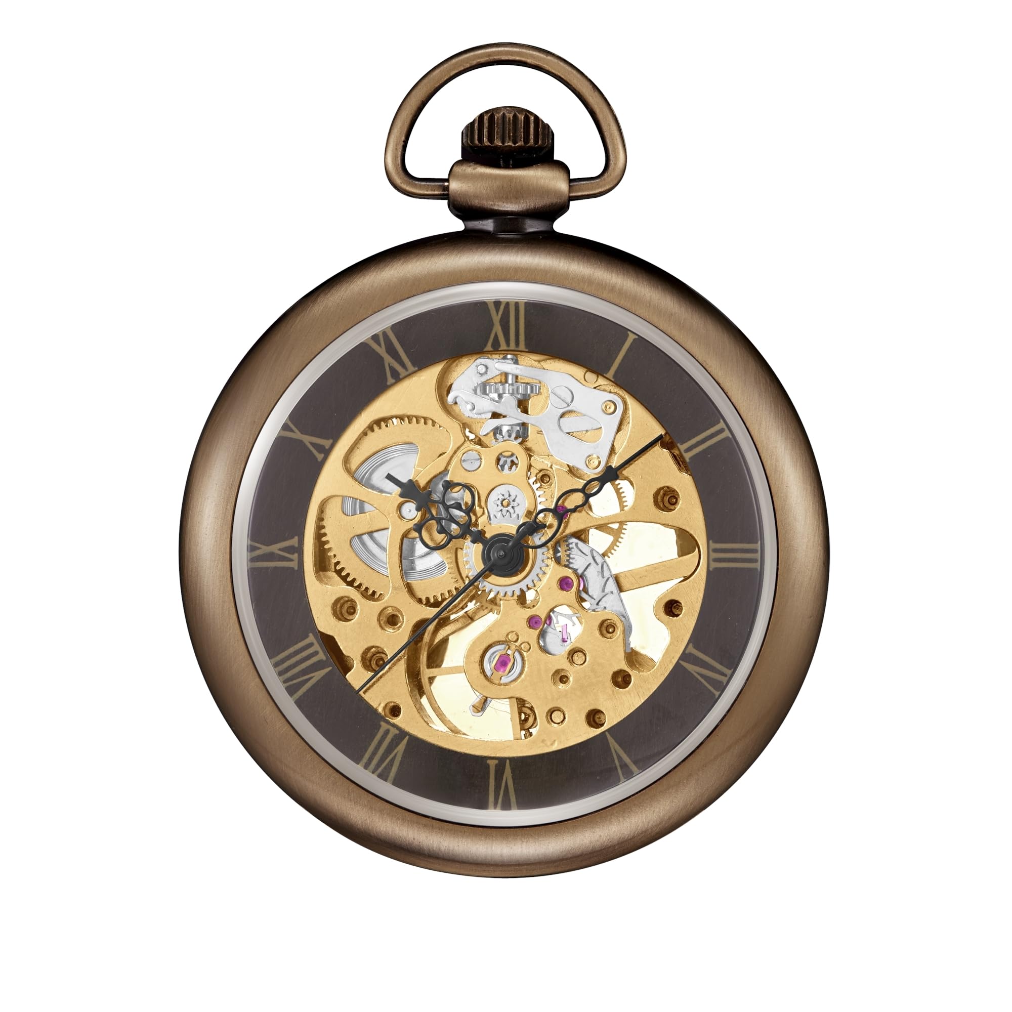 ShoppeWatch Montre a Gousset pour Homme avec Chaîne | Montre de Poche Vintage à remontage Manuel | Mouvement Mécanique | Accessoire de Costume Steampunk Ferroviaire des Années 1920