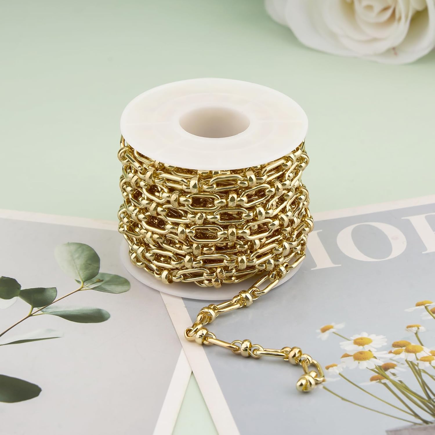 KYUNHOO 5 Meters Light Gold Craft Jewelry Findings Iron Paperclip Chains for Jewelry Making Bulk Gold Chain Spool for Women DIY Necklace Bracelelt Crafts - Image 5