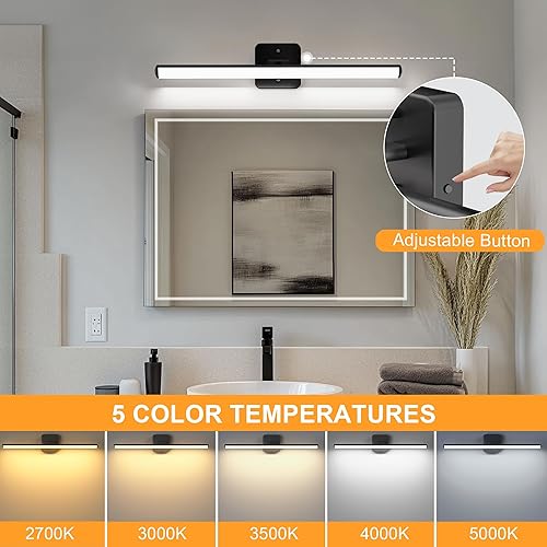 Miniatura 4 de Sailstar Upgraded Bathroom Light Fixtures 23 inch Rotatable, Dimmable 15W 5CCT 1500LM IP44 Modern Bathroom Vanity Light Over Mirror, Built-in