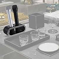 Vista 6 de Soporte de almacenamiento de micrófonos de escritorio de aleación de aluminio de metal, base de soporte para micrófonos inalámbricos, organizador