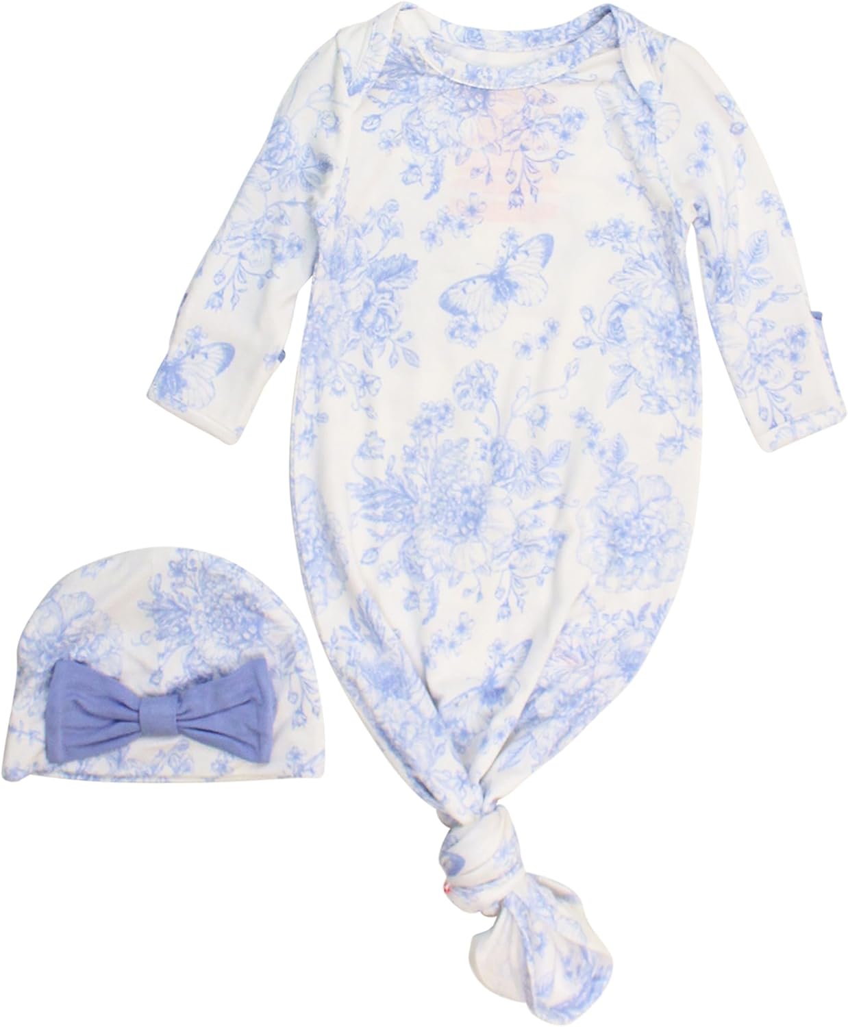 RuffleButts Baby Girls Ruffle Knotted Sleep Gown & Hat Set