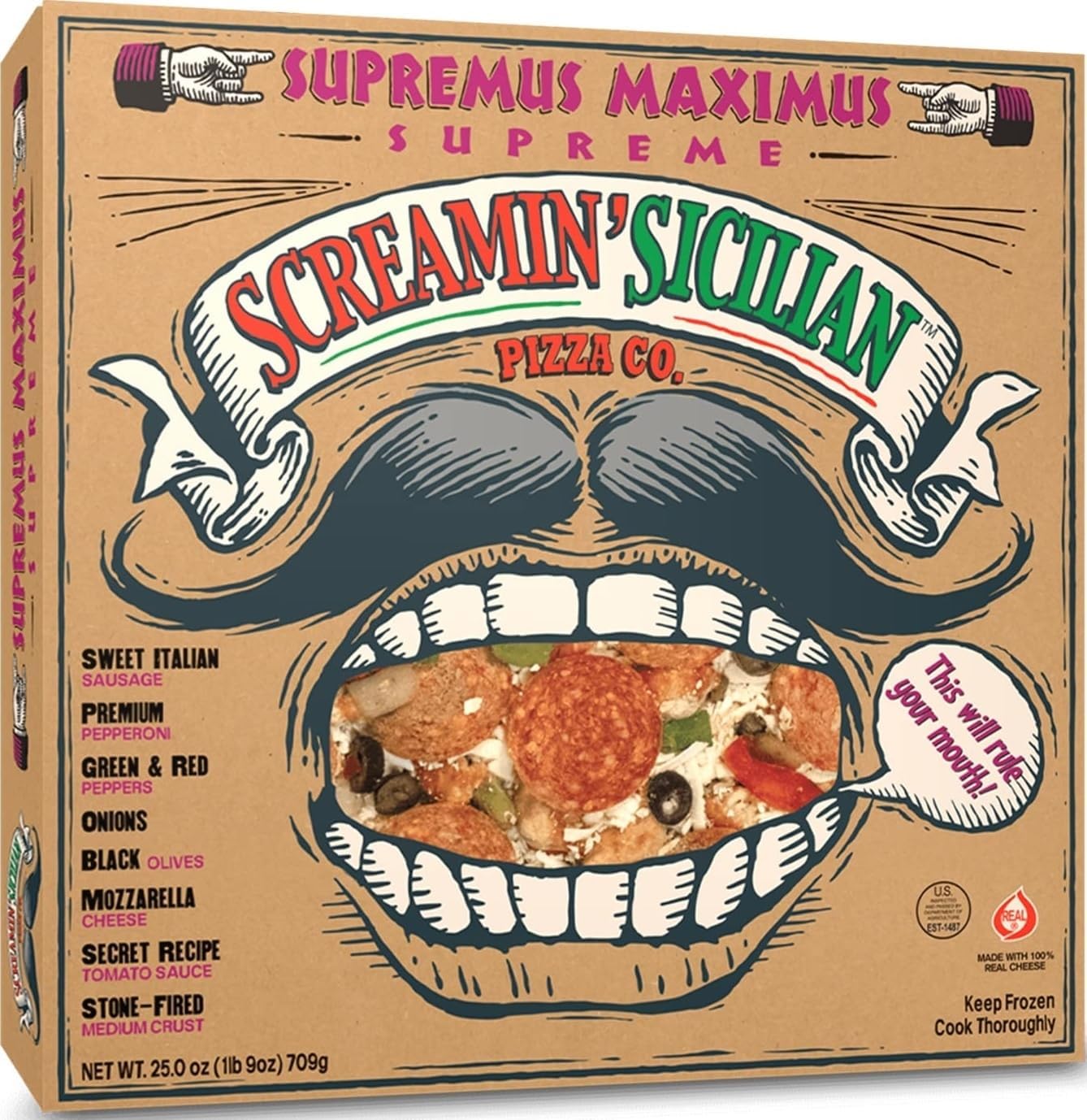 Screamin Sicilian Pizza Co, Supremus Maximus Supreme Pizza, 25 Ounce
