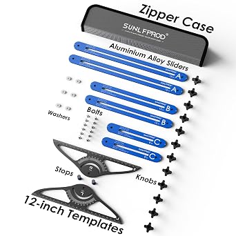 Stair Tread Template Tool - Dual Solid Nut Locking Stair Tread Tool Jig, Stair Measuring Tool Jig, Stair Step Scribe Tool, Stair Template, Stair Gauge Tool (Blue-Gray)
