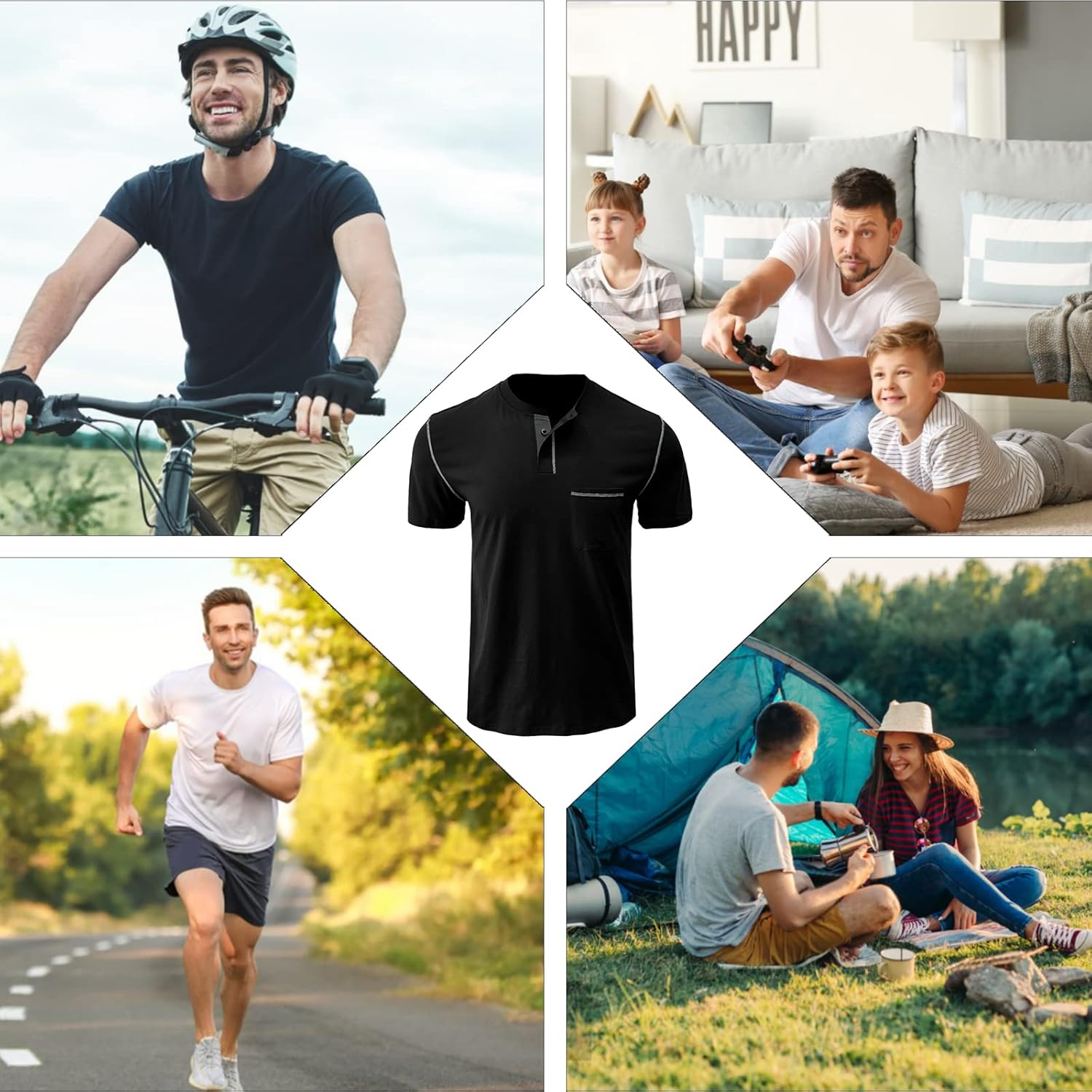 Mens Henley Shirts Short Sleeve Summer Tops, Men's Casual Classic Tees Cotton T Shirt with Front Pocket for Men - Image 5