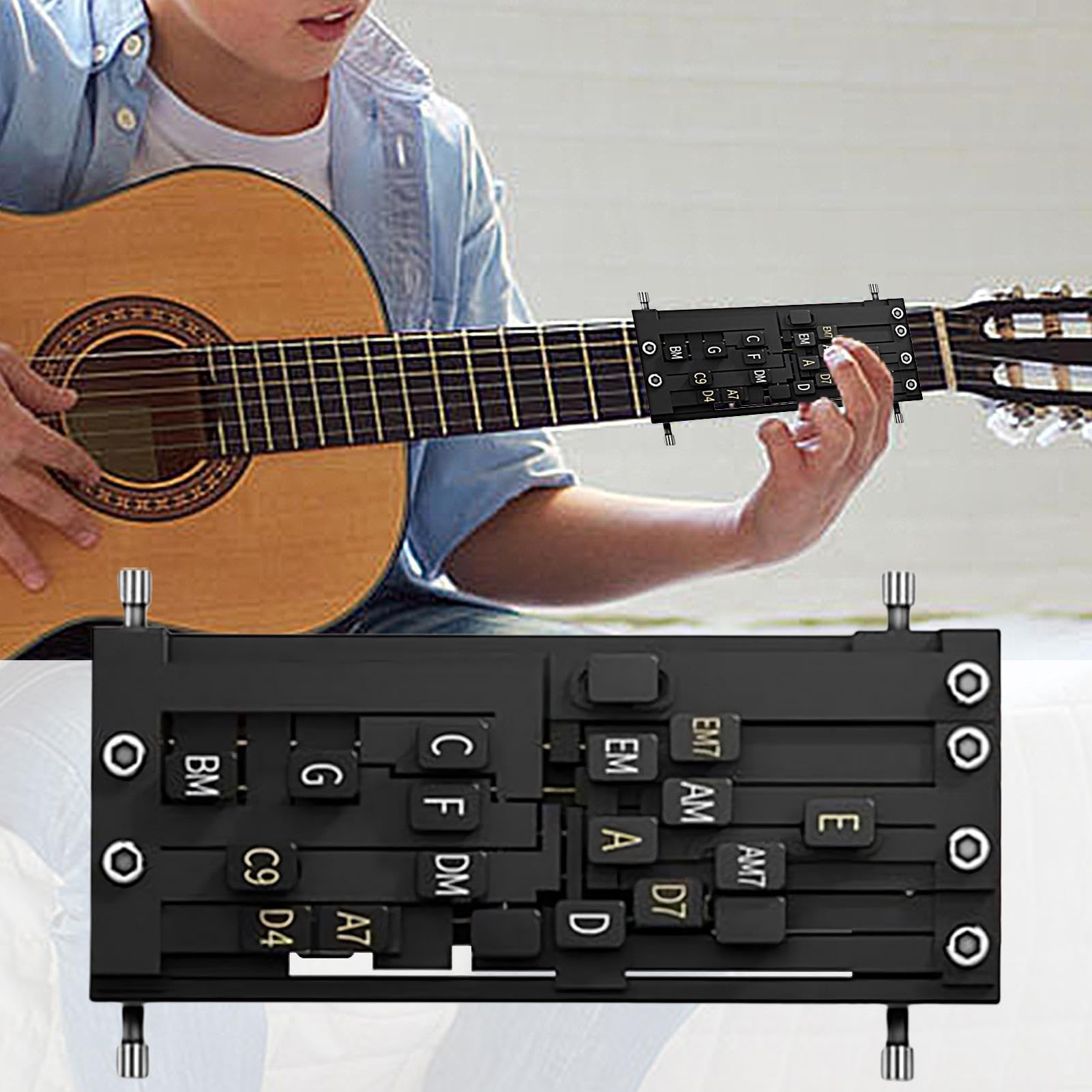 Gitarren Akkord Presser - Gitarren Akkord Trainer Mit Akkords Namen | Gitarrenhilfe-Akkordtrainer Aus PP | Griffhilfe Lernsystem Für Anfänger & Erwachsene Musikliebhaber