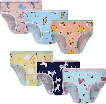Little bety Girls Cute Printed Underwear Kids Cotton Comfort Panty Briefs Toddler UndiesPack of 6 Multipack