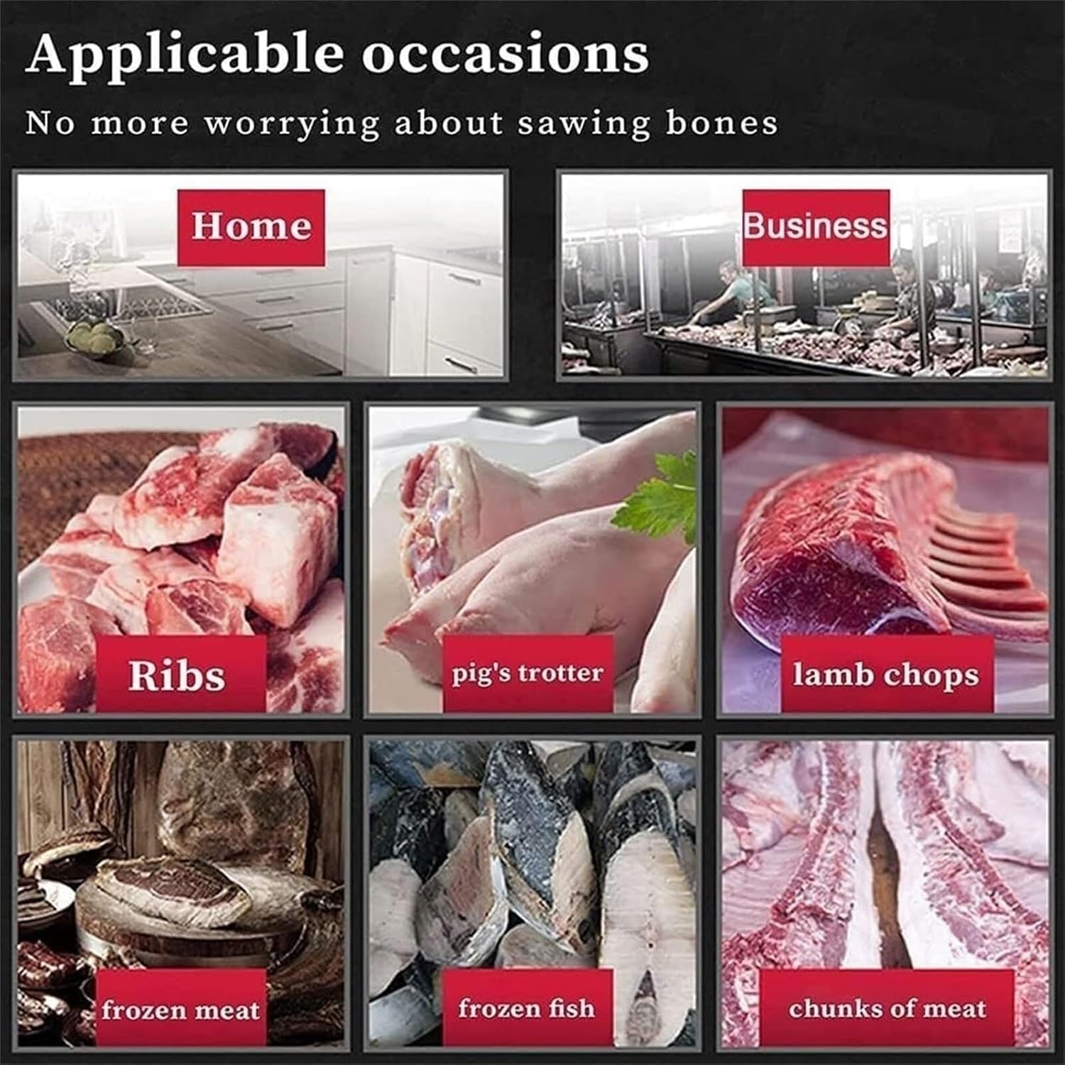 1050W Electric Bone Saw Machine for Butchers, Heavy-Duty Meat Cutter with Bandsaw, Ideal for Cutting Fish, Beef, and Pig's Hoof - Perfect for Restaurants and Kitchens