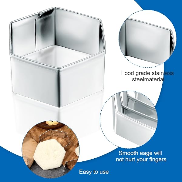 Lot de 5 emporte-pièces hexagonaux pour biscuits - Motif football - Pour biscuits, fondant, Noël - 3