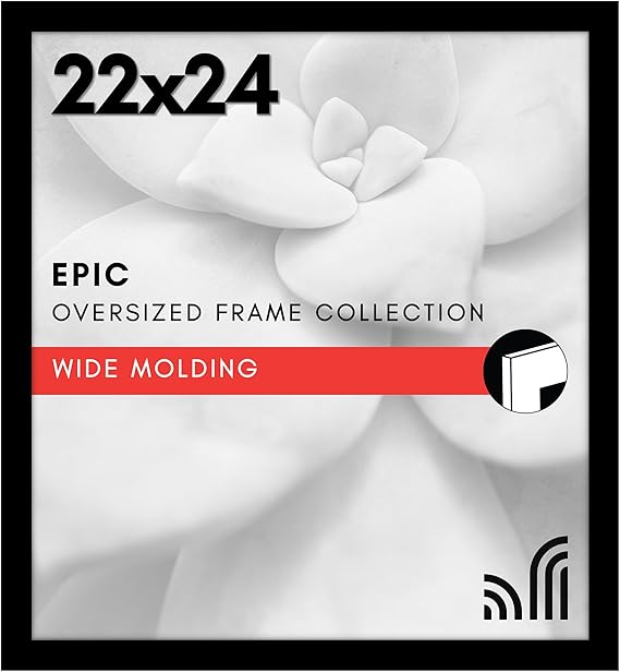 Americanflat 22x24 Picture Frame with Polished Plexiglass - Black Picture Frame - Wide Photo Frames Made of Engineered Wood for Vertical or Horizontal Wall Display - Epic Collection - Black