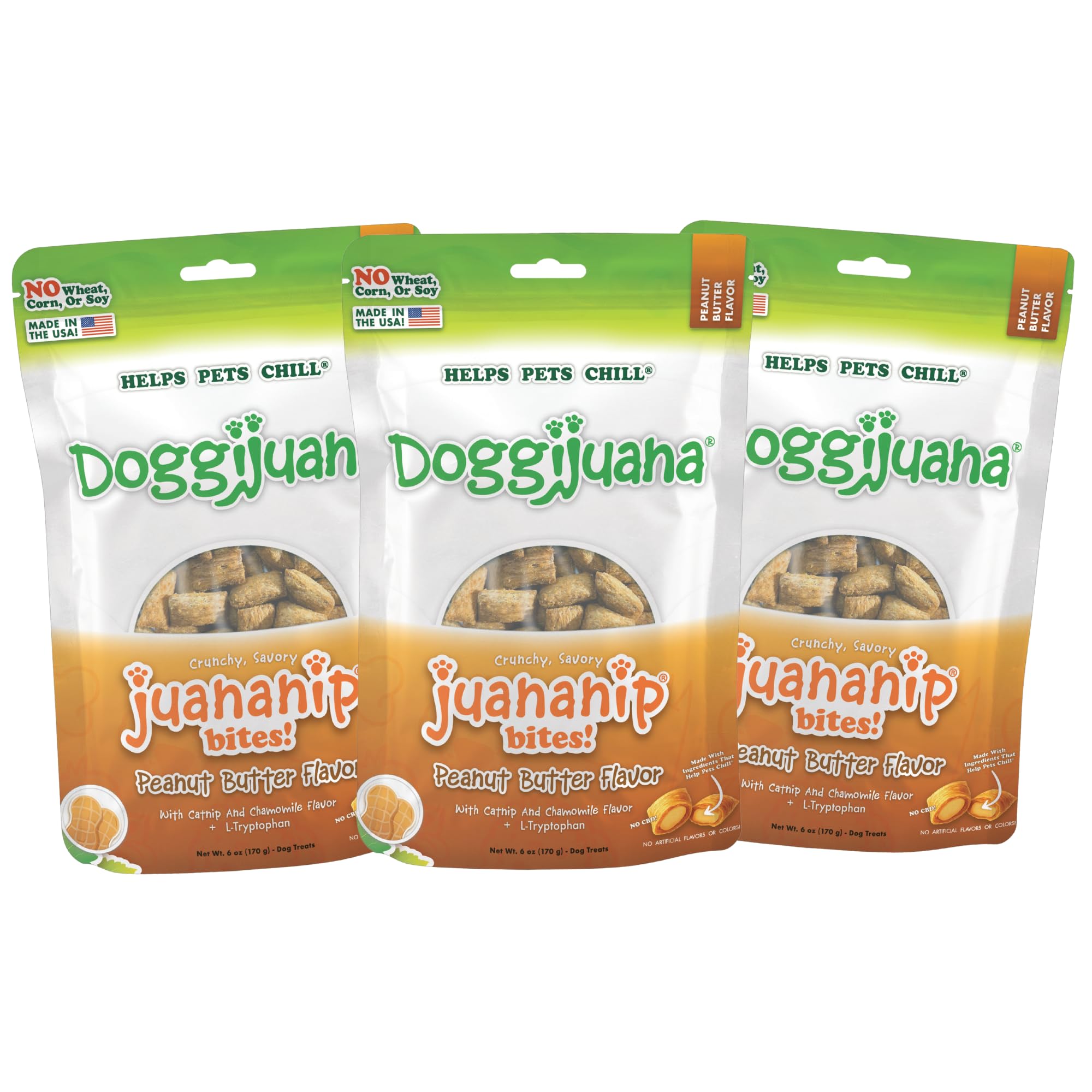 Doggijuana Dog Treats, Peanut Butter 3-Pack | Multi-Benefit, Low Cal