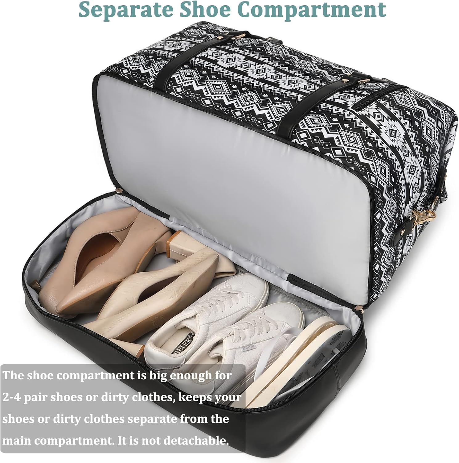 Weekender Bags for Women Oversized Travel Bag Womens Overnight Bag Mens Duffle Bag Large Size with Shoe Compartment