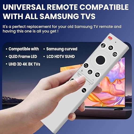 Replacement Samsung TV Remote Control, Upgraded Backlit Universal Remote for Samsung LED LCD QLED UHD Frame Series TVs, 4 Shortcut Keys & No Setup Required (No Voice)