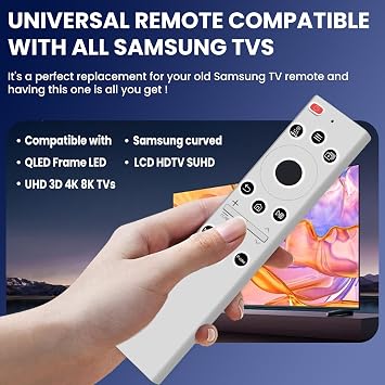 Replacement Samsung TV Remote Control, Upgraded Backlit Universal Remote for Samsung LED LCD QLED UHD Frame Series TVs, 4 Shortcut Keys & No Setup Required (No Voice)