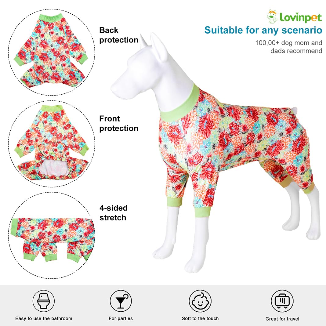 LovinPet Hunde-Pyjama Für Große Rassen – Einteiler Mit Frösche-Print, UV-Schutz & Baumwolle (Gr. XXL)