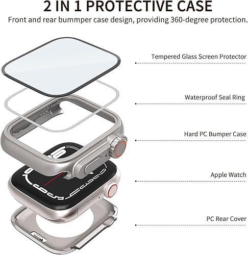 Miniatura 10 de Yolovie Funda impermeable 2 en 1 compatible con Apple Watch de 1.61 pulgadas, protector de pantalla Series 987 parece una funda ultra estilo iWatch