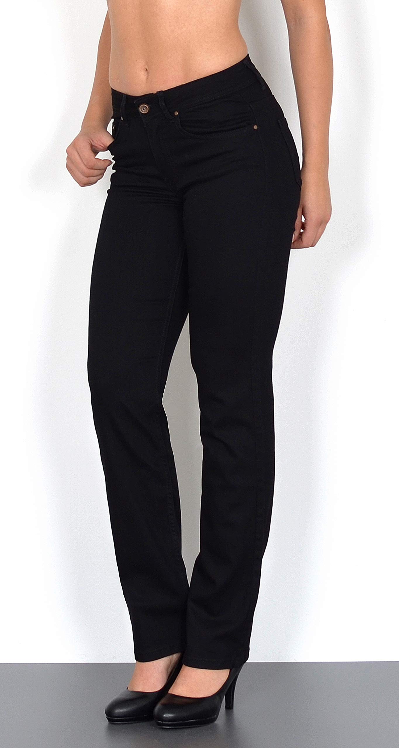 ESRA Straight Jeans Damen Stretch Hose Damen Jeans High Waist - Premium Damen Jeans Gerades Bein bis Übergröße Große Größe G6