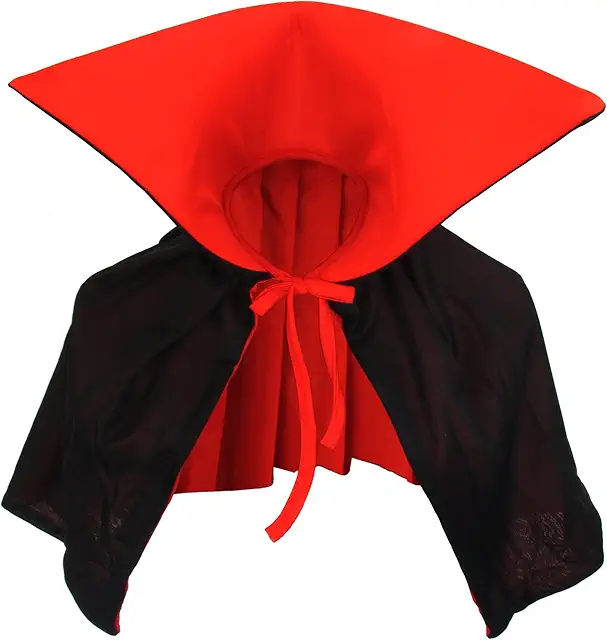 Opstaande Kraag Vampire Cape - Black & Red Reversible Mini Cloak 35cm