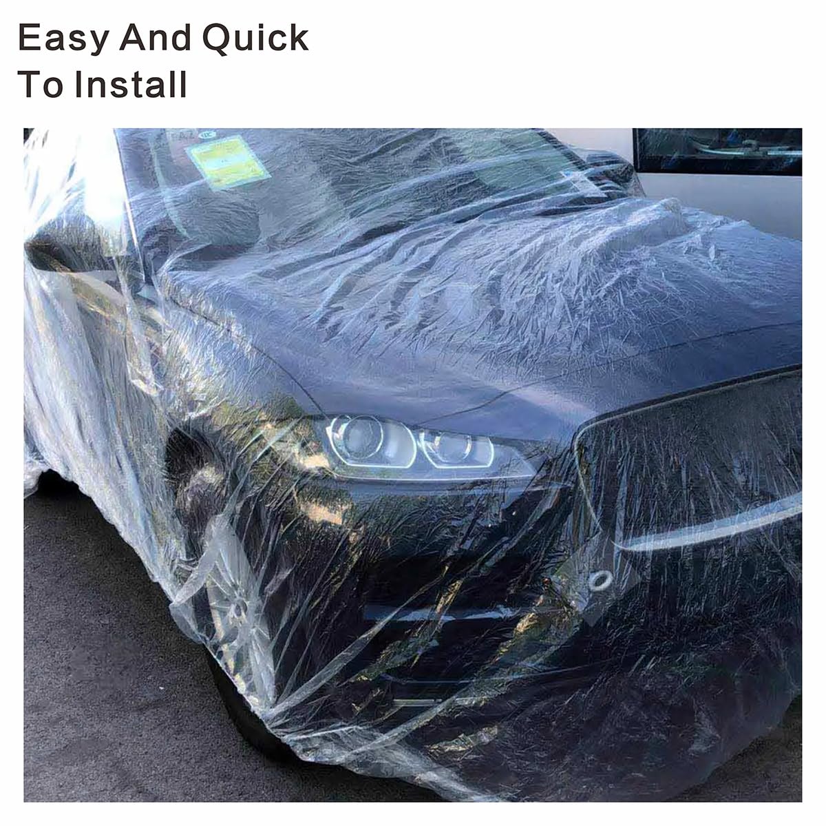Clear Plastic Car Cover 4 Pack Universal 12 5 x 21 7ft Disposable Full Car Cover with Elastic — view 7