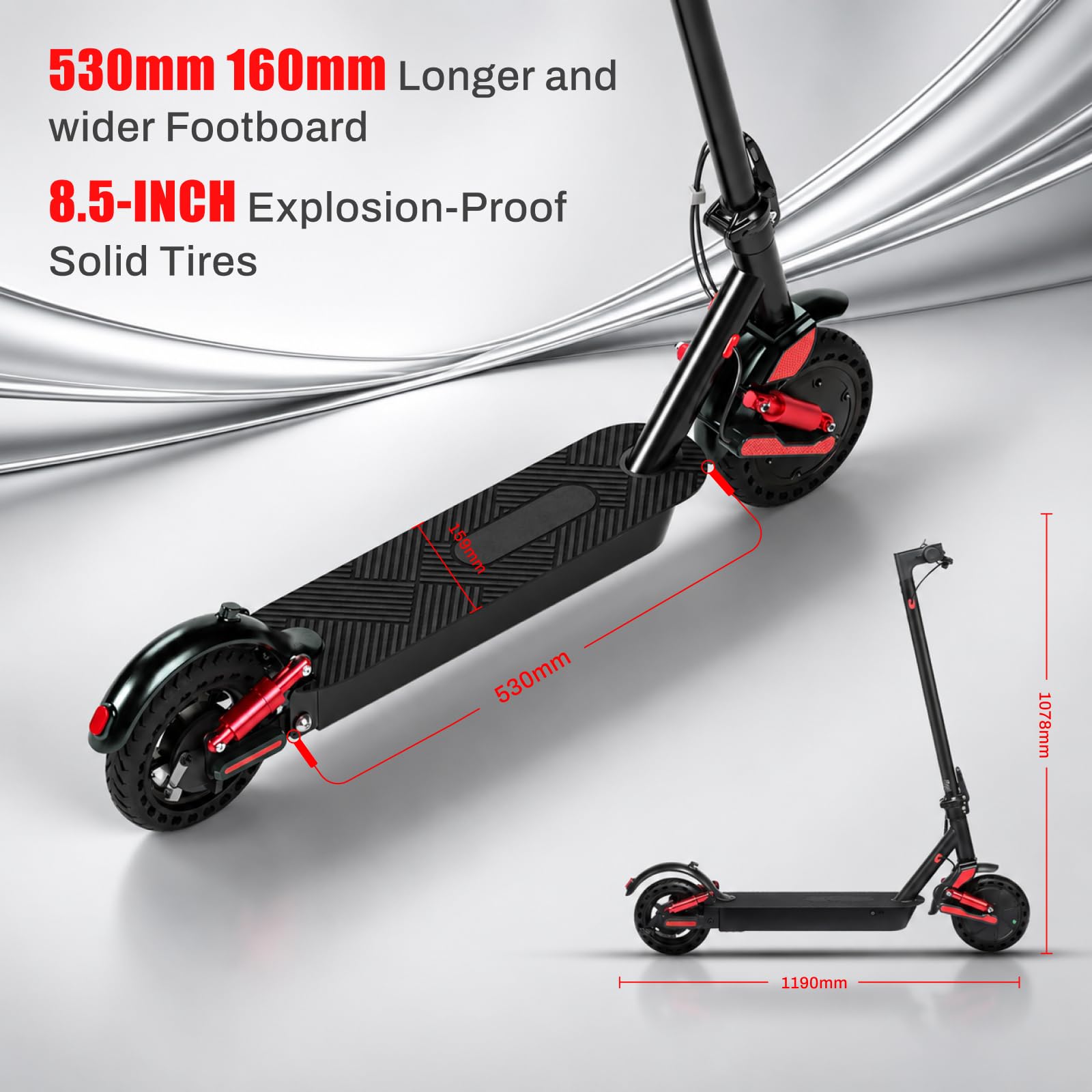 HX D06 Monopattino Elettrico Adulto,Doppi ammortizzatori,Scooter Elettrico Pieghevole,Motore 500W,16/25ah,25 Km/h,30-70Km di Autonomia,8.5" Pneumatici Solidi,Freno posteriore,APP