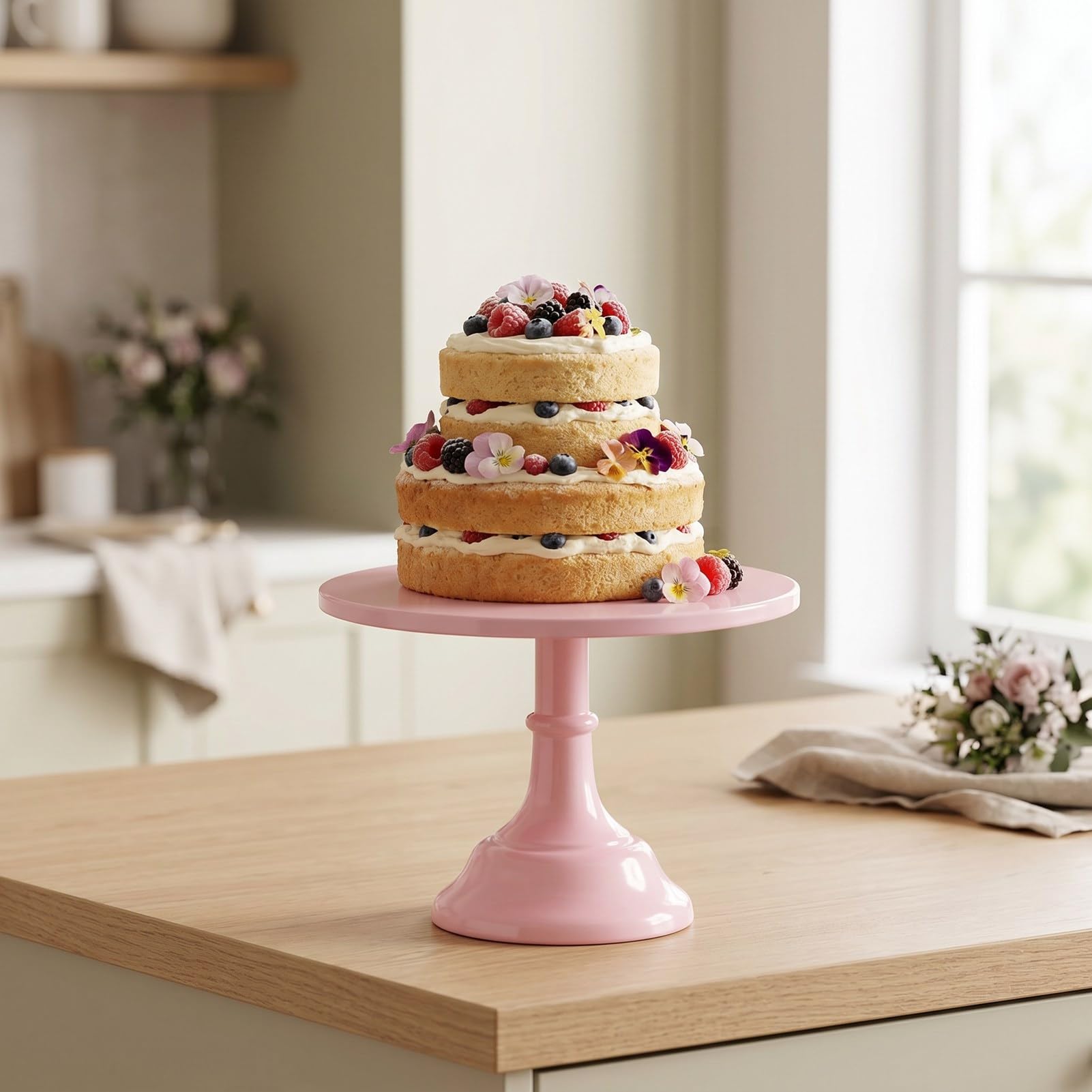 Ejoyous Alzata per Torta in Metallo Rosa Alzata per Cupcake in Ferro con Espositore da Dessert Rialzato con Superficie Lucida per gli Ospiti di Compleanno, Matrimonio, Baby Shower, Tea Party (Medio