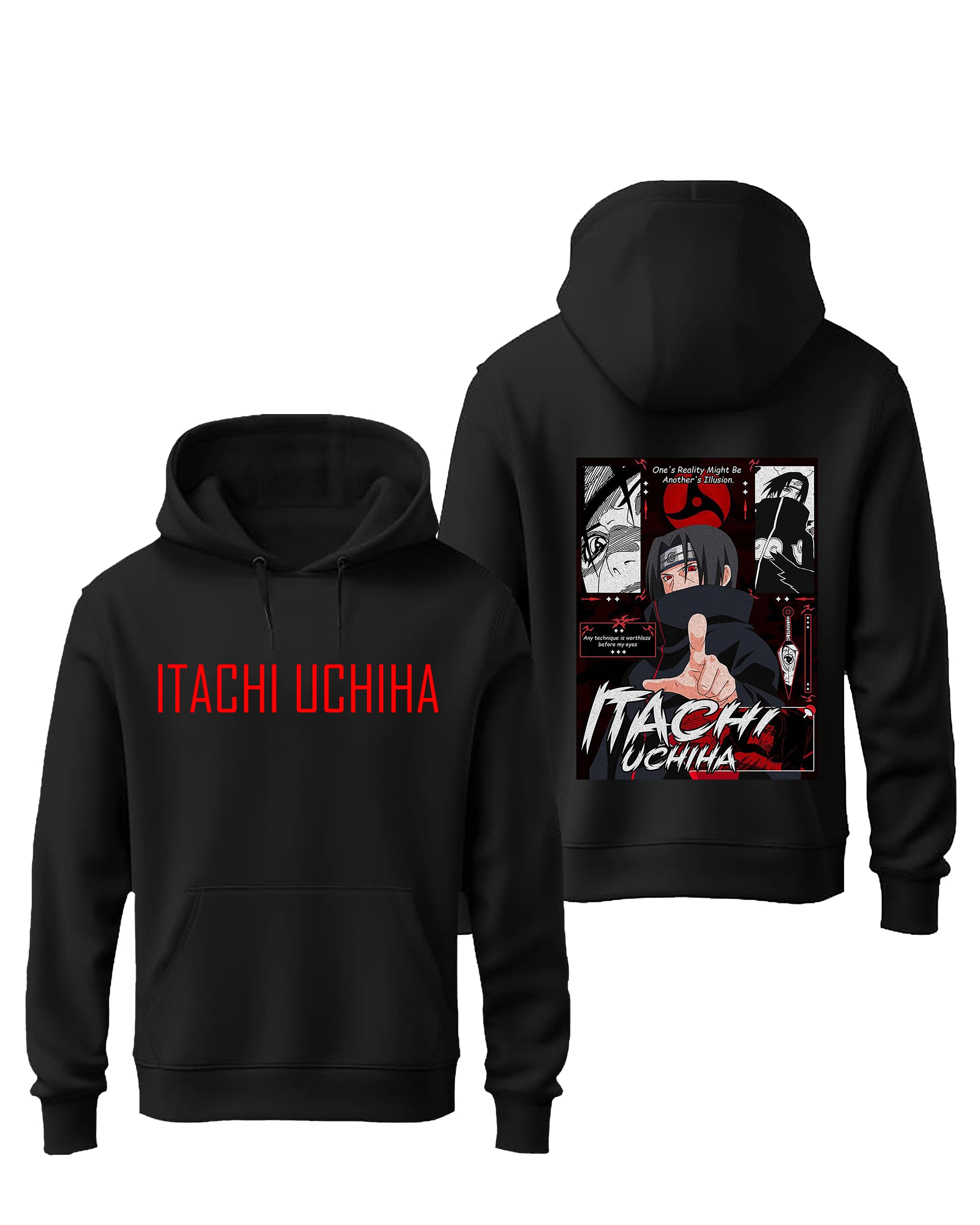 Boys Anime Front & Back Graphic Printed Hooded Sweatshirt | Trending Itachi Uchiha, Naruto Collection Hoodie for Kids-image-7