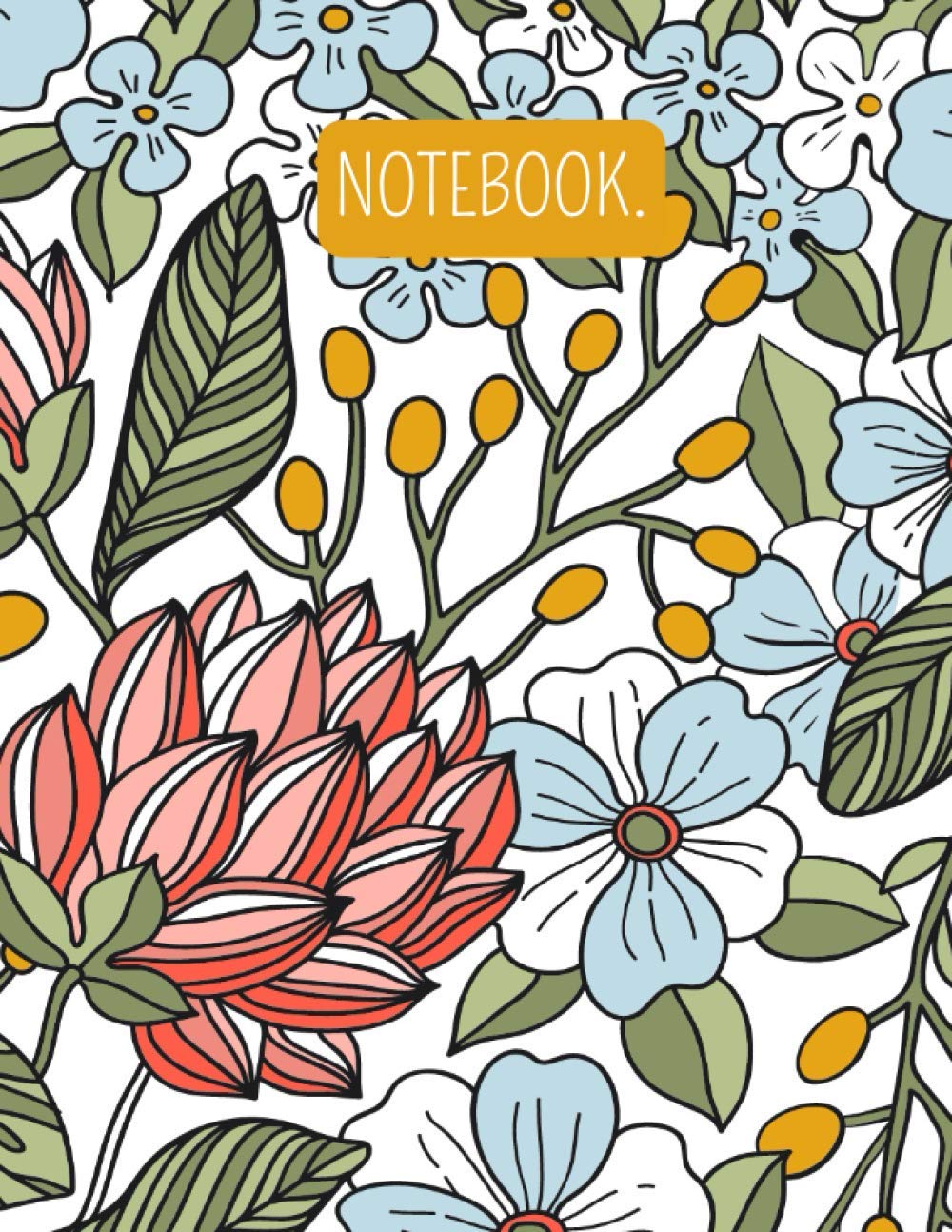 Notebook: Minimal flower pattern cover (8.5 x 11 inches): 100 pages - Lined paper