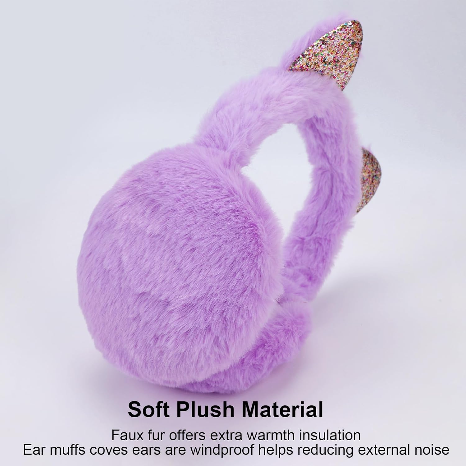 ACTLATI Cat Ear Earmuffs - Foldable Sequin Plush Warmers, Winter Outdoor Covers for Women Girls - Image 6