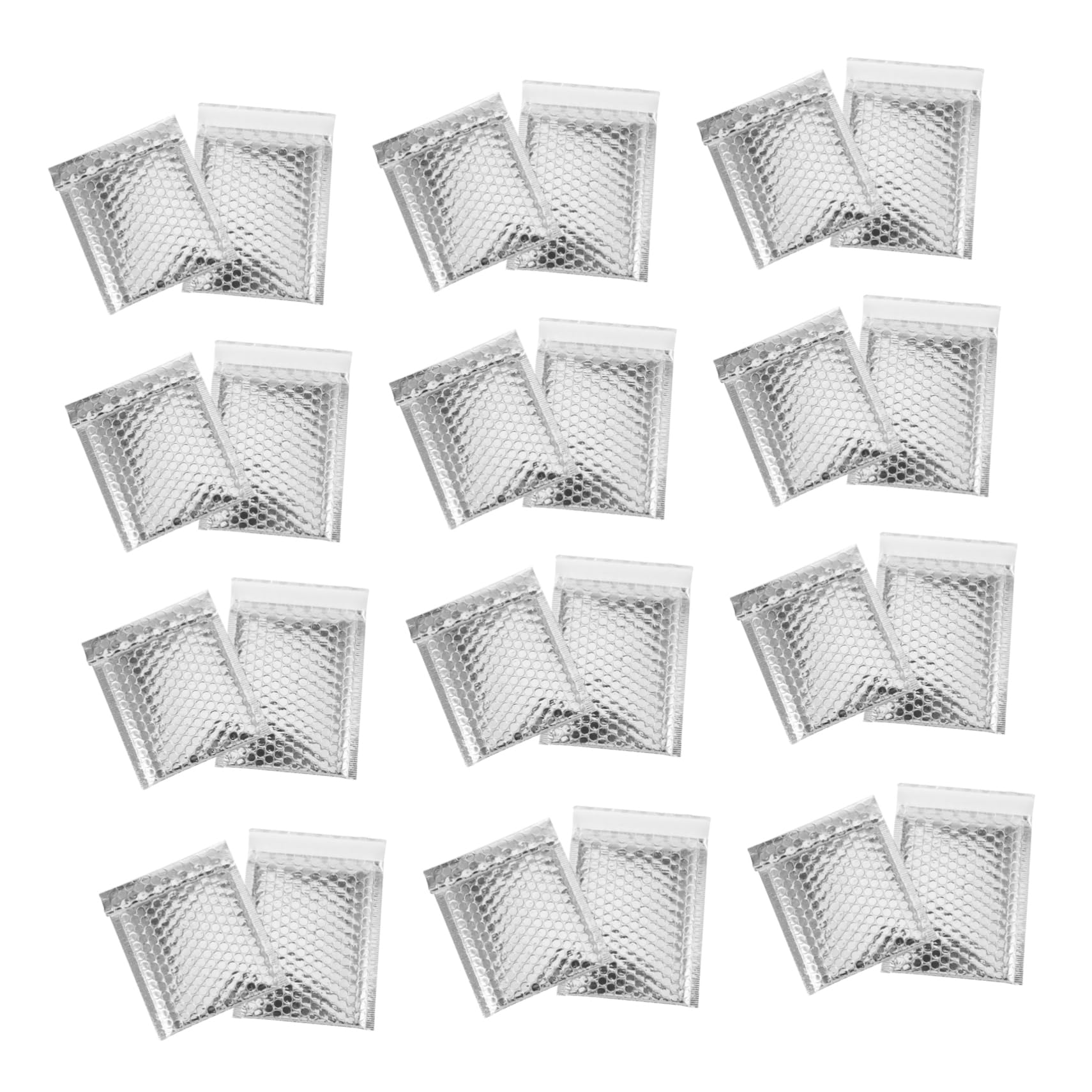 Buste Postali Imbottite Argento, 100 Pezzi, Chiusura Autosigillante, Laminato Makrofol, per Accessori Moda e Trucchi, Imballaggio