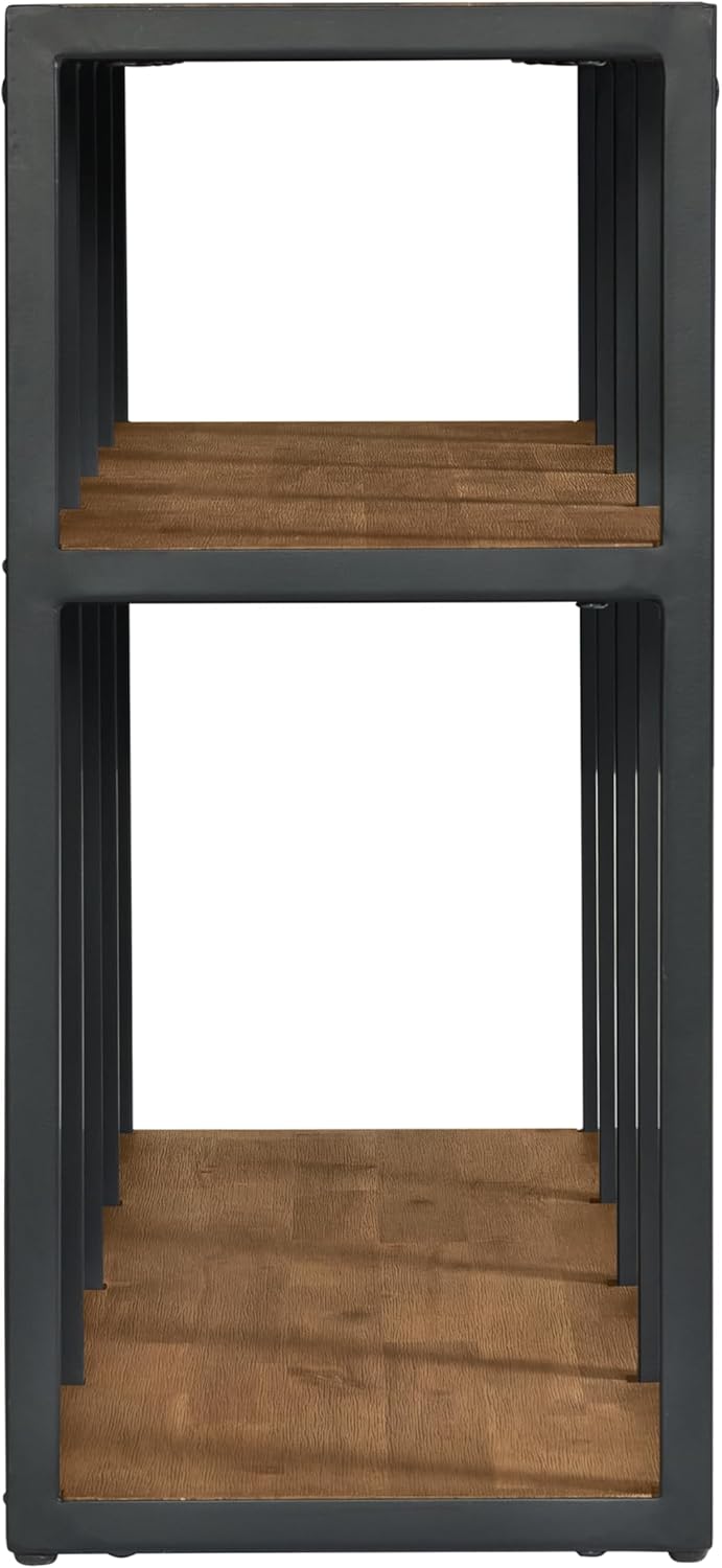 Acacia Wood L-Shaped Corner Desk with Storage Credenza